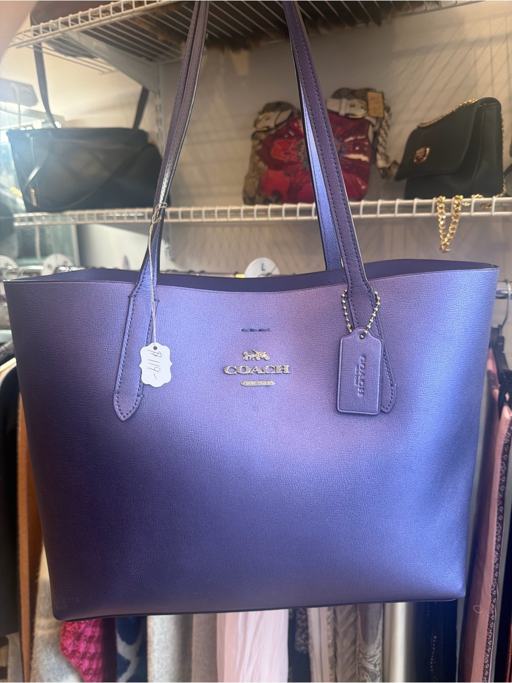 Coach Metallic Purple Leather Tote